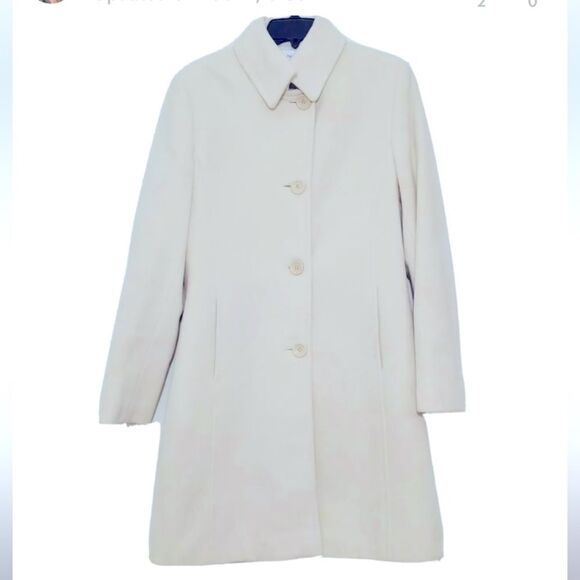 NEW JONES SPORT Cashmere Blend Wool single breasted Peacoat Midi Length white 8 - Picture 1 of 12
